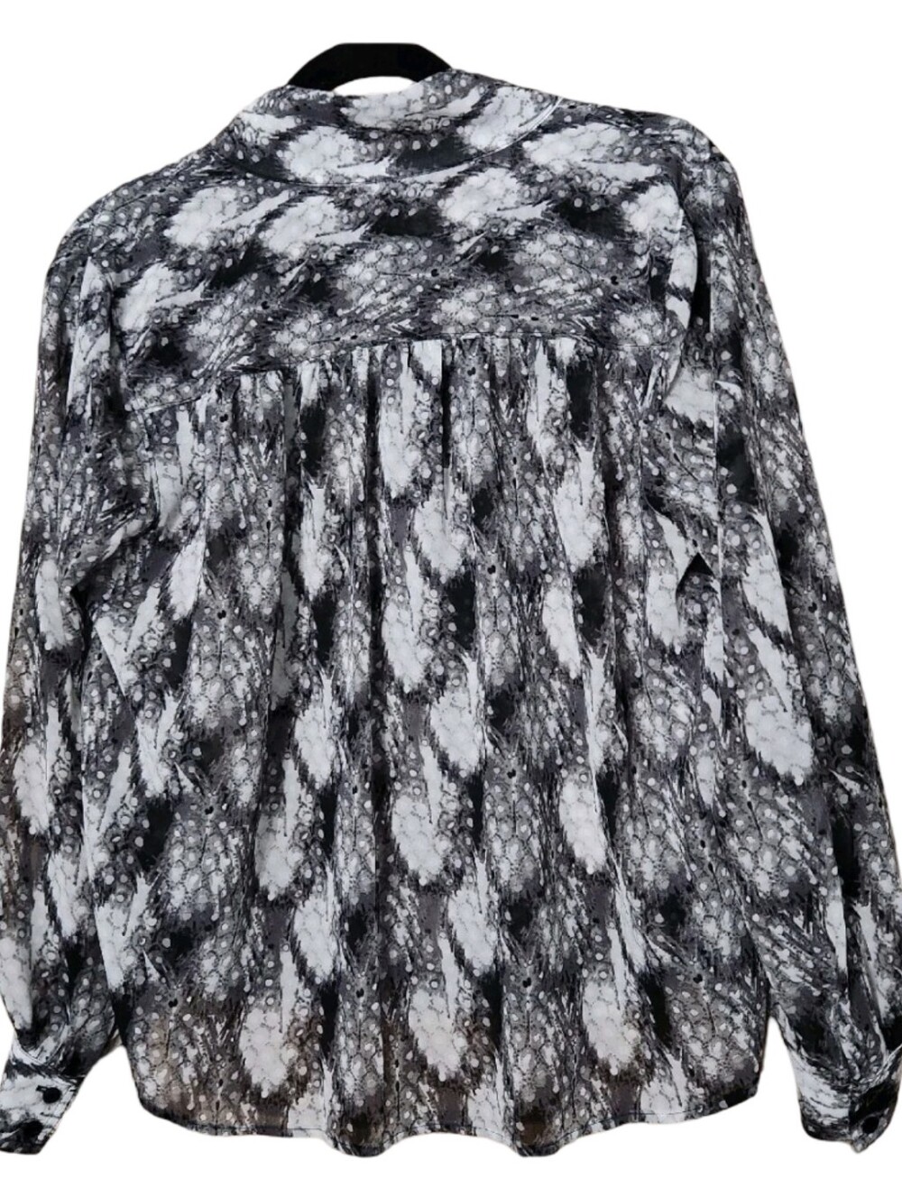 Worthington Womens Plus-Size Black and White Snake-Print Tie-Neck Blouse Size 0X - Picture 2 of 4